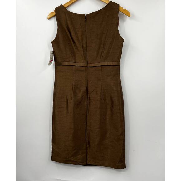 Eliza‎ J Dress Womens Embellisihed Sheath Dress Sleeveless Brown Size 6 Petite - Picture 6 of 6